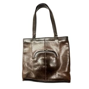 Bonnie CASHIN VTG 60s Coach Slim Tote Cashin Carry Bag Brown Leather 732-5458
